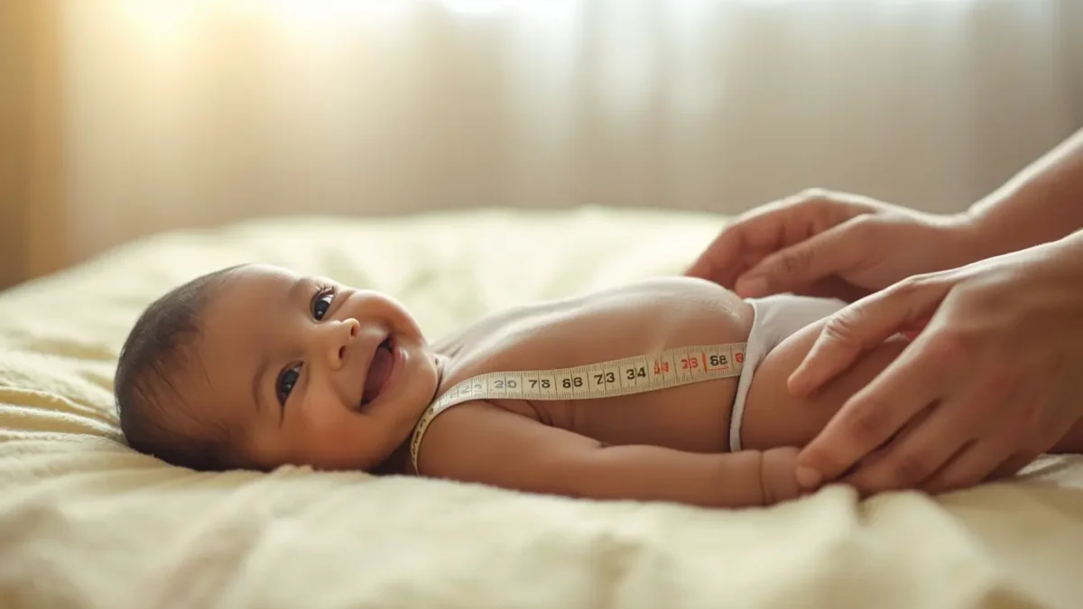 Mother measuring her child's length for the baby height chart by month