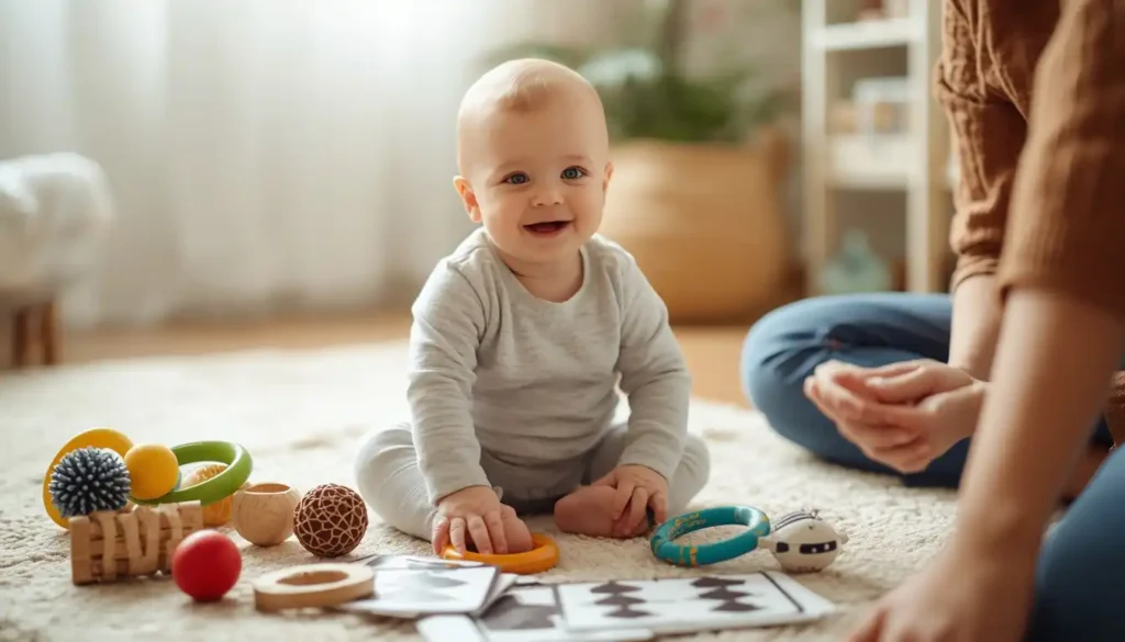 Are Sensory Toys Good for Babies? Baby exploring sensory toys during playtime